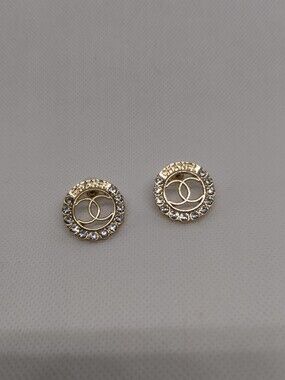 Gold-Tone Crystal Circle Stud Earrings
